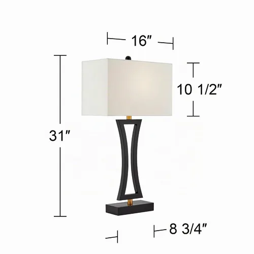 Vista 4 de 360 Lighting Roxie - Lámpara de mesa grande de 31 pulgadas con USB (2 unidades), color negro