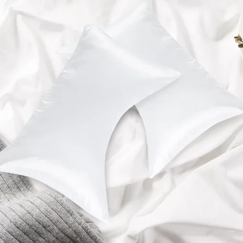 Vista 6 de HOMBYS Juego de 2 fundas de almohada curvadas de tamaño Queen (97% poliéster, 3% elastano), funda con cremallera, suave, suave y transpirable