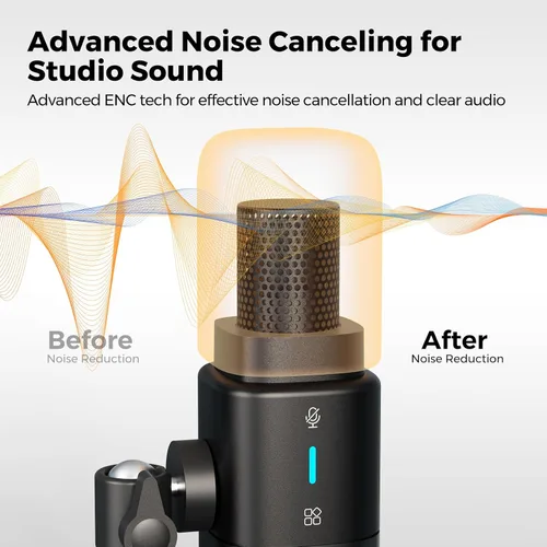 Vista 3 de NearStream AM25X Gen2 Micrófono de Condensador XLR/USB con Cancelación de Ruido/Control de Volumen/Entrada de Auriculares/Silencio, Micrófono