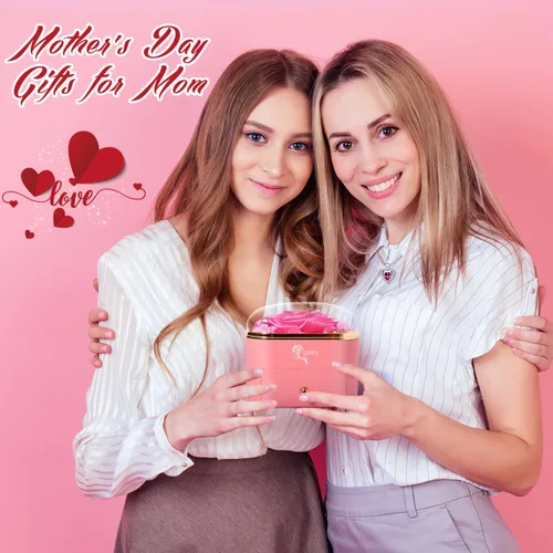 Vista 5 de Regalos para el día de la madre, rosa eterna con collar, regalos para mujeres, madre, abuela, esposa y novia, regalo de cumpleaños, boda, regalo