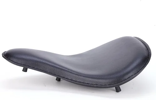 Vista 5 de Cojín de asiento de piel. Asiento con soporte de resortes para el chofer para Harley Davidson Sportster Softail Fatboy, Negro suave
