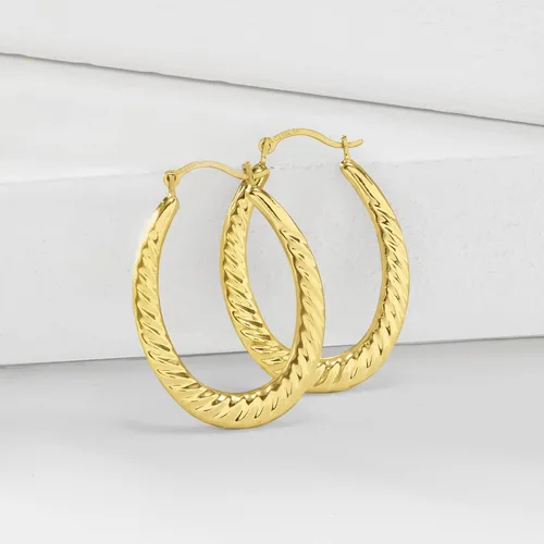 Vista 3 de Ross-Simons Aretes de aro ovalados trenzados de oro amarillo de 14 quilates, Oro, no conocido