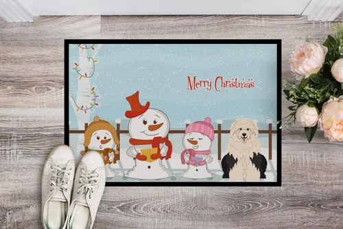 Vista 2 de Caroline's Treasures BB2427MAT - Felpudo con texto en inglés de Carolers Old English Sheepdog de 18 x 27 pulgadas, tapete para puerta delantera