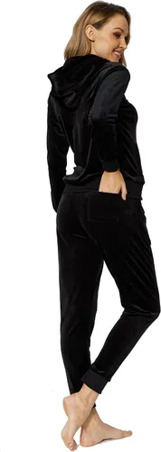 Vista 3 de Chándal de terciopelo para mujer, 2 piezas, de manga larga, de terciopelo, para correr, traje deportivo