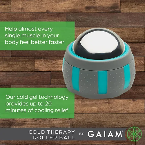 Vista 3 de Gaiam Restore Rodillo Masajeador (Terapia en Frío), Rodillo Muscular Ergonómico de 360° de Fácil Deslizamiento para Alivio de Todo el Cuerpo, Diseño