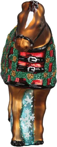 Vista 3 de Old World Christmas - Adorno de caballo con copo de nieve de vidrio soplado para árbol de Navidad, decoración festiva hecha a mano, colección