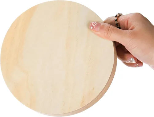 Vista 5 de DEAYOU Paquete de 6 círculos de madera MDF, tablero redondo de madera sin terminar de 6 pulgadas, placa de disco de madera para manualidades
