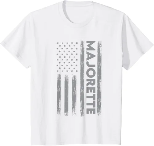 Vista 25 de Great Majorette - Camiseta de bastón giratorio con diseño de bandera de Estados Unidos, Negro, S