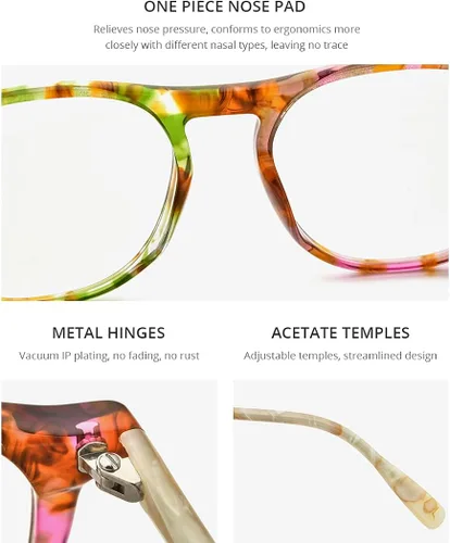 Vista 3 de HEPIDEM Gafas de acetato para hombre, marco de anteojos ópticos de miopía redondo retro vintage