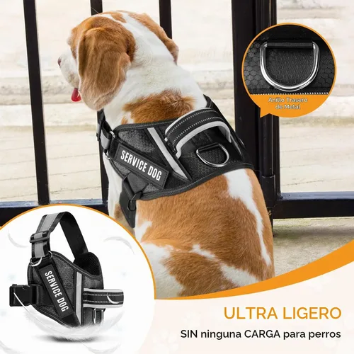 Vista 4 de Juego de Chaleco y Correa para Perro de Servicio, Arnés de Entrenamiento Animire para Perro con 10 Parches para Perros, Correa Reflectante