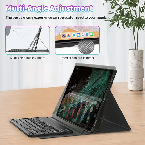Vista 6 de Funda para Samsung Galaxy Tab S6 Lite 2022/2020 con teclado inalámbrico desmontable y soporte ajustable para proteger la tableta para Samsung Galaxy