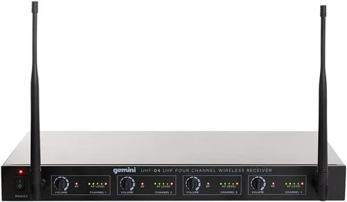 Vista 4 de Gemini Sistema de micrófono de mano inalámbrico UHF de 4 micrófonos (UHF-04M)