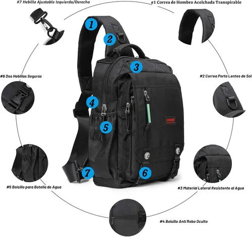 Vista 3 de Mochilas de hombro tipo bandolera NICGID, mochilas para pecho y hombro, mochilas para laptop de 12.5'' 13.3'' 14.1'' 15.6'', mochila crossbody tipo