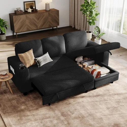 Vista 34 de LINSY HOME Sofá Loveseat con Almacenamiento - Cómodo Sofá de Pana Suave de 2 Plazas con Carga USB y Portavasos, Loveseat de Asiento Profundo
