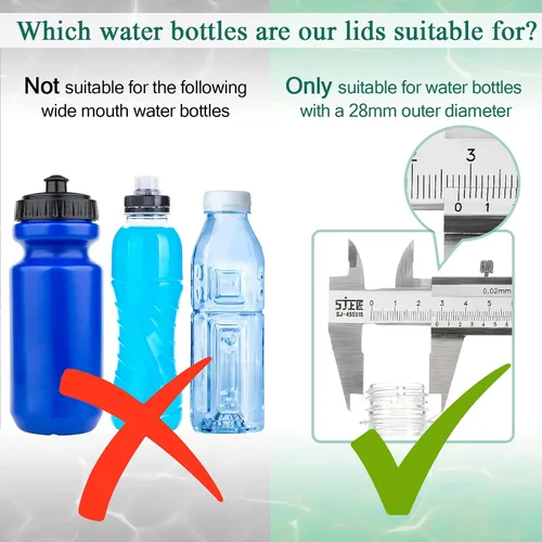 Vista 3 de Yulejo Tapas de repuesto de plástico para botellas de agua de 1.102 in, tapa de botella deportiva trenzada, tapa de botella de agua reutilizable