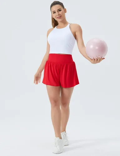 Vista 6 de THE GYM PEOPLE Sujetador deportivo con espalda cruzada para mujer, cuello halter, camiseta corta sin mangas con almohadillas extraíbles