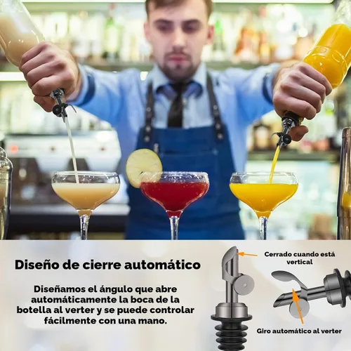 Vista 4 de WAFJAMF Paquete de 2 vertedores de botellas con peso de acero inoxidable, abatibles automáticos, color negro negro (Black-2 pcs)