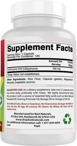 Vista 6 de Best Naturals COQ10 100 mg 120 Cápsulas
