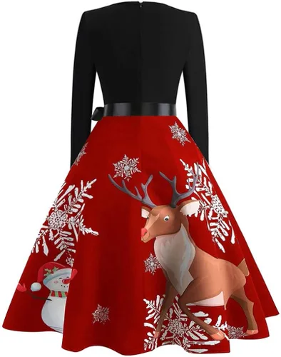 Vista 2 de UOFOCO - Vestido de manga larga para mujer con estampado de Halloween