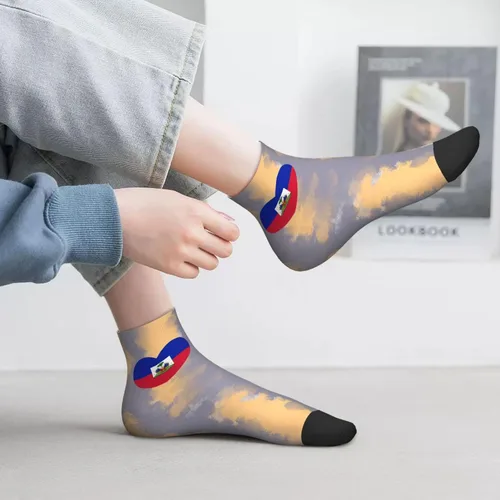 Vista 6 de Love Haiti Flag Hayti Heart Ankle Socks Winter Low Cut Sports Warm Comfort Breathable Casual Socks For Mens And Womens