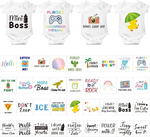 Vista 7 de Teling 36 calcomanías para planchar para baby shower, juegos de calcomanías de transferencia para planchar, parches de calcomanías de transferencia