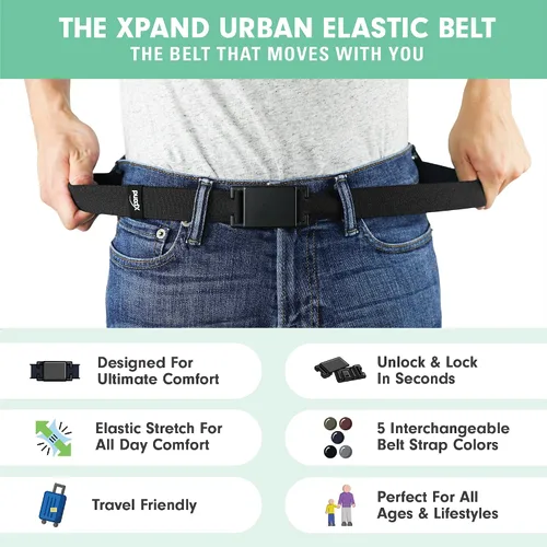 Vista 3 de Xpand Urban Belt - Cinturón elástico invisible con hebilla magnética de liberación rápida