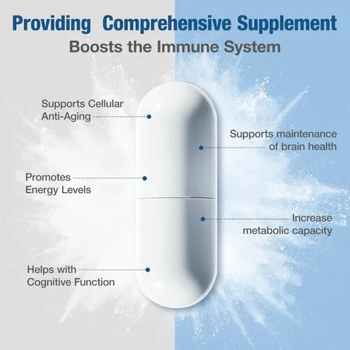 Vista 3 de Suplemento NAD+ de 1000mg - Ribósido de nicotinamida (NR) y resveratrol, NAD liposomal de ingredientes orgánicos puros para mujeres y hombres
