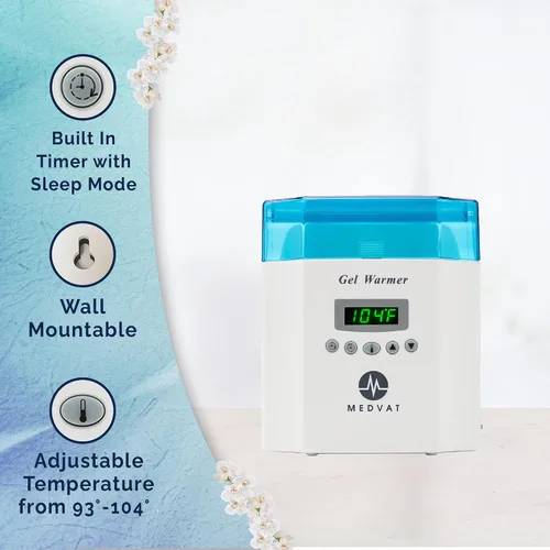 Vista 4 de Calentador de gel doble con pantalla digital, temporizador integrado, calentador para crema de masaje, loción y aceites para bebés, montaje en pared
