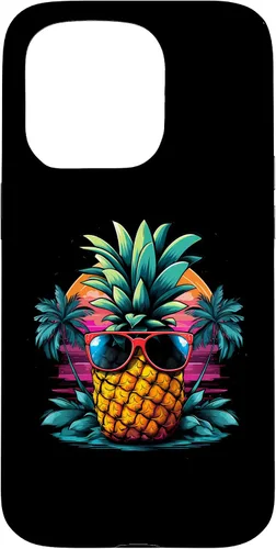 Vista 14 de iPhone 16 Vintage Pineapple With Sunglasses 70s 80s Vaporwave Hawaiian Case