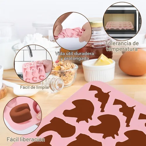 Vista 6 de Palksky Moldes de chocolate de vaquero, paquete de 2 moldes de silicona con temática occidental para hornear con botas de caballo de vaquero, 4