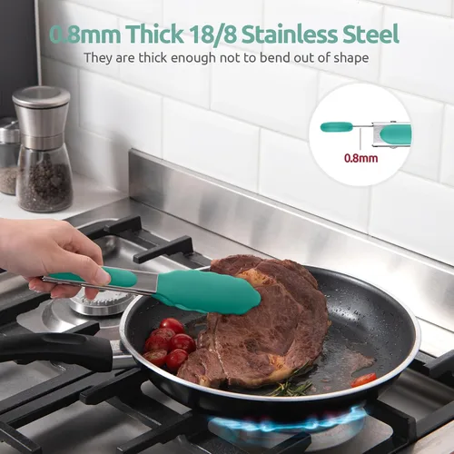 Vista 5 de Pinza de cocina resistente al calor de 600ºF: pinza de cocina de silicona U-Taste de 7 pulgadas con puntas de goma antiadherentes selladas firmes