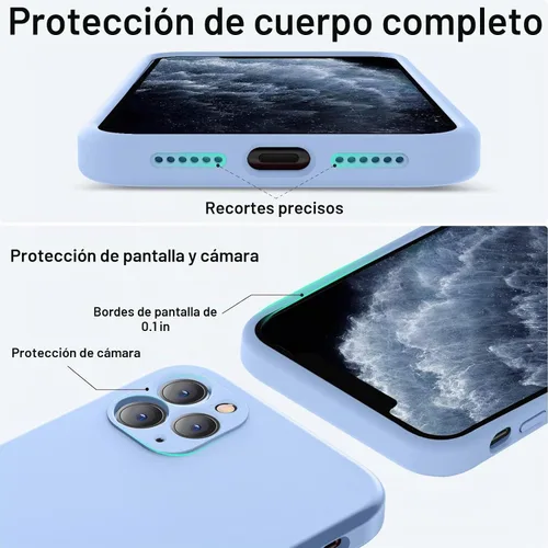 Vista 4 de Vooii Funda compatible con iPhone 11 Pro, silicona líquida mejorada con bordes planos, protección de cámara, forro de microfibra antiarañazos suave