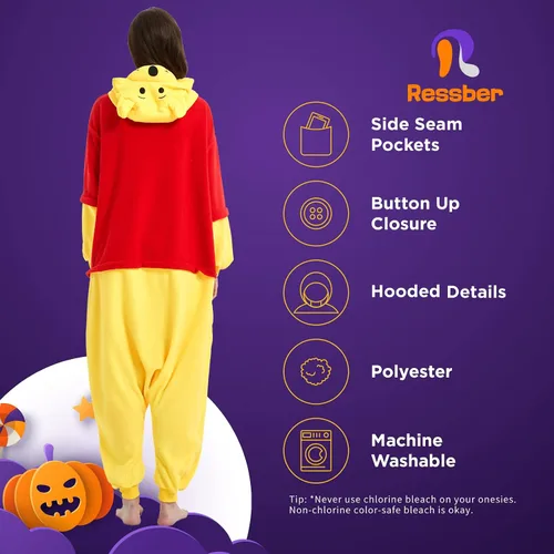 Vista 5 de ressber Unisex Adult Onesie Pajamas Animal One Piece Halloween Costume Christmas Sleepwear Jumpsuit