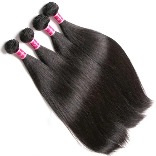 Vista 3 de Younsolo Paquetes de pelo lacio brasileño, cabello humano virgen 100% sin procesar, color negro natural, 4 paquetes, 12, 14, 16 y 18 pulgadas