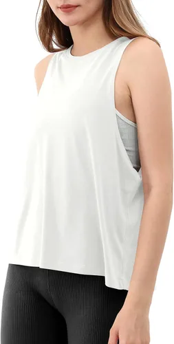 Vista 3 de ODODOS Paquete de 3 camisetas sin mangas sueltas para mujer, camisetas sin mangas para gimnasio, atletismo, entrenamiento, camisetas de yoga
