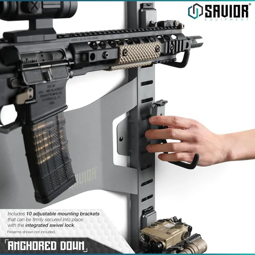 Vista 3 de Savior Equipment Sistema de rack de pared de acero resistente, paneles de pared de acero resistente, almacenamiento de montaje en pared, 5 o 10 Gris