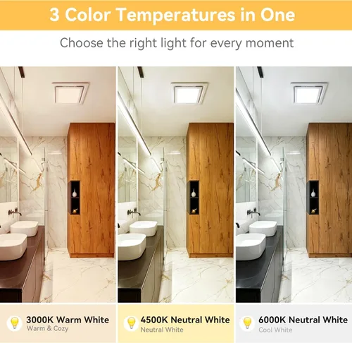 Vista 4 de Extractor de baño con ventilador de ventilación LED de 145 CFM