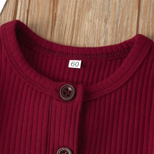 Vista 100 de Mameluco unisex de manga corta para bebé recién nacido, con botones, de una pieza, ropa de color sólido