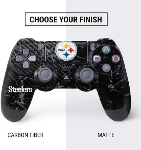 Vista 4 de Skinit Calcomanía para juegos compatible con el controlador de PS4, diseño desgastado con licencia oficial de los Pittsburgh Steelers de la NFL