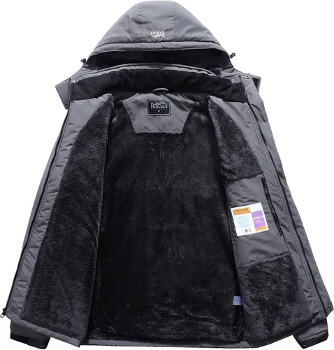 Vista 3 de Pooluly - Chaqueta impermeable de invierno, esquí, snowboard, para hombre, con capucha, rompevientos.