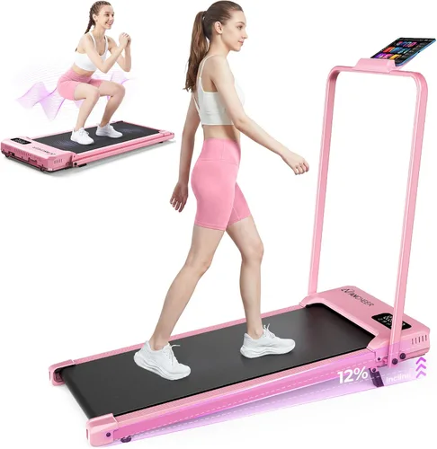 Vista 11 de ANCHEER Almohadilla para caminar con inclinación - Cinta de correr para debajo del escritorio con barra de mango Nnegro