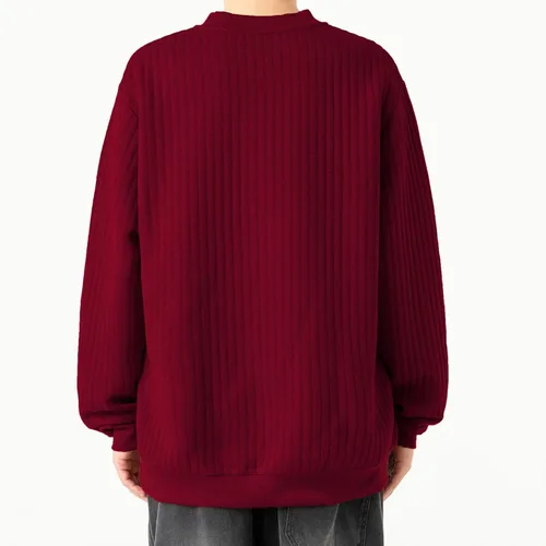 Vista 3 de Camisas de Manga Larga para Hombre, suéter de Punto ligero, suéter informal con botones, ajustado elástico