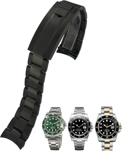 Vista 6 de Wscebck Correa de reloj de acero inoxidable 316L de alta calidad de 0.787 pulgadas, con extremo curvado, ajuste para Rolex Submariner, correa
