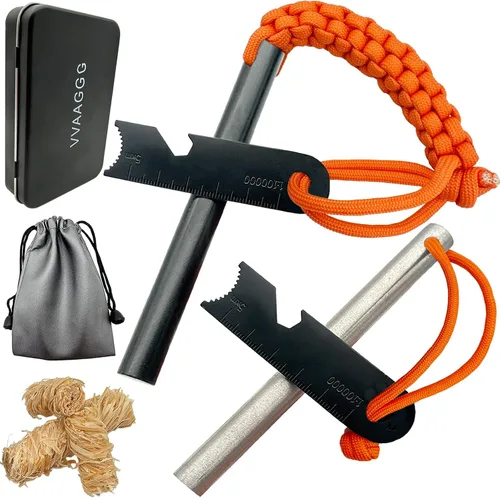 Vista 8 de VVAAGG 4 Inch Large Ferro Rod Fire Starter Survival Flint Kit