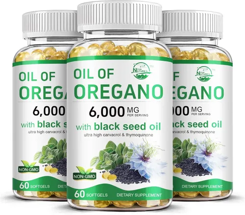 Vista 8 de Nature's live Aceite de orégano con aceite de semilla negra, suplemento de orégano 2 en 1 para la salud inmunológica, retiene carvacrol