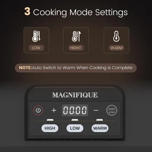 Vista 3 de Olla de cocción lenta programable de 4 cuartos de galón con plato de hornear de cerámica - Pequeño electrodoméstico de cocina perfecto para cenas