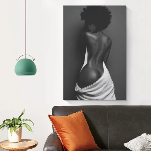 Vista 4 de MQISNOHA Póster de arte de pared sexy de mujer negra negra afroamericana, pinturas artísticas en lienzo, decoración de pared, decoración del hogar