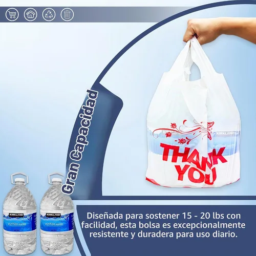Vista 5 de YoYoRain Bolsas blancas de agradecimiento, 100 bolsas para camisetas, bolsas para llevar, bolsas de comestibles, reutilizables y desechables