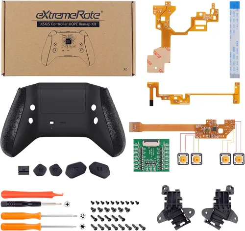 Vista 2 de eXtremeRate Textured Black HOPE Programable Remap Kit for Xbox Series XS Controller Upgrade Boards Redesigned Back Shell Side Rails Back Buttons