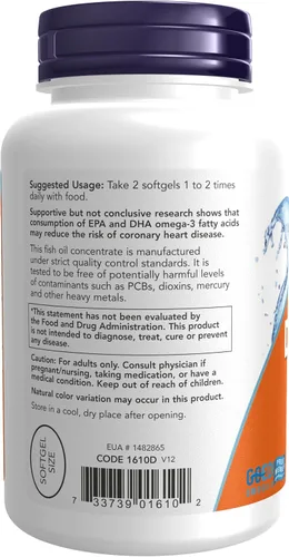 Vista 3 de NOW Foods DHA-250, 50% DHA 120 cápsulas blandas (paquete de 2)